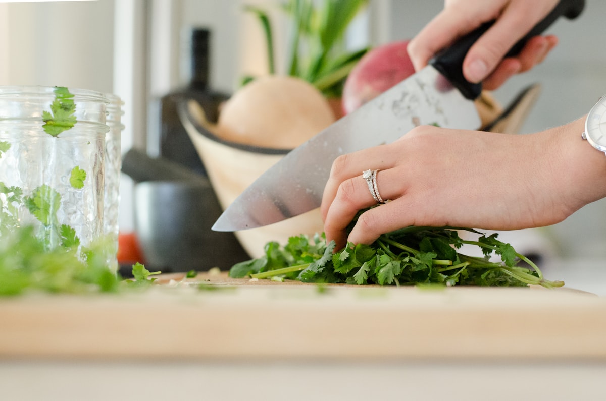 Healthy meal preparation with fresh vegetables and whole grains